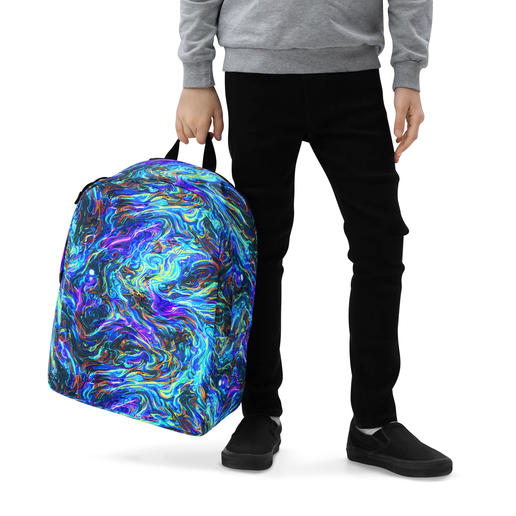 Neon Oceanus on Minimalist Backpack — Zoomed-in