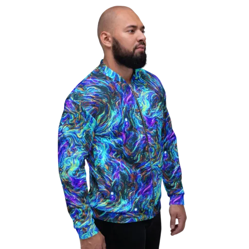 Neon Oceanus on a Bomber Jacket
