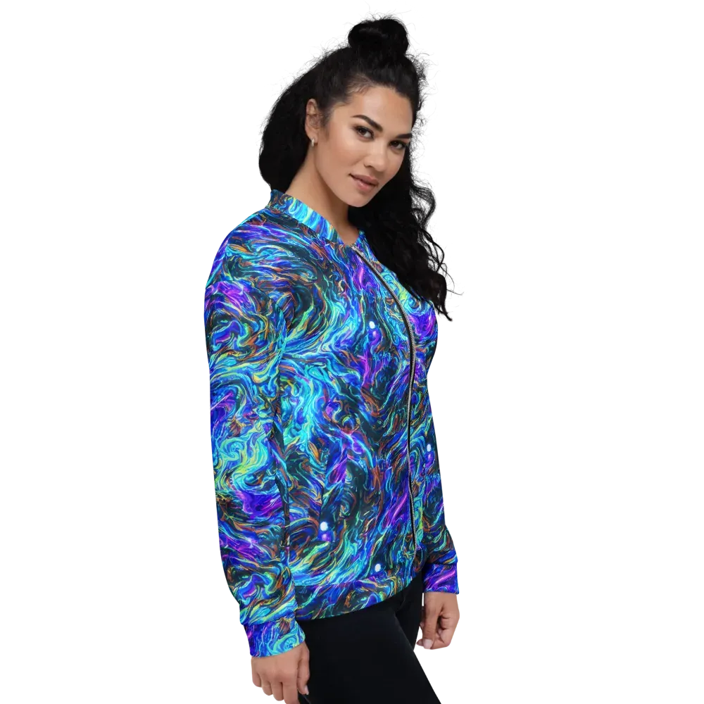 Neon Oceanus on Bomber Jacket — Right