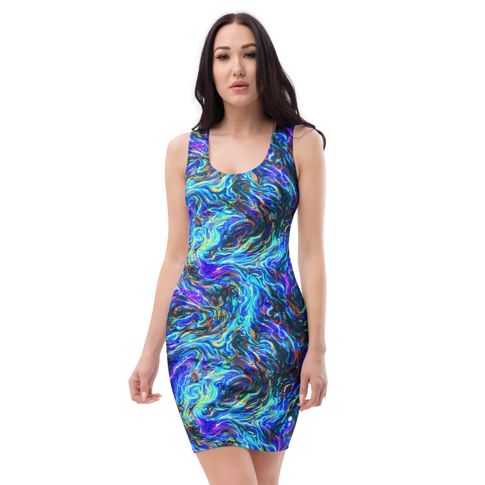 Neon Oceanus on Bodycon Dress — Front