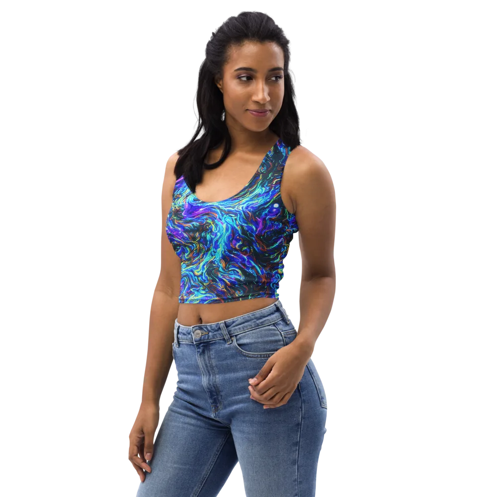 Neon Oceanus on Crop Top — Left Front