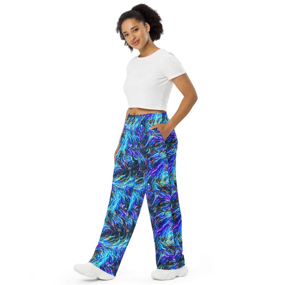 Neon Oceanus on Wide-Leg Pants — Left Front