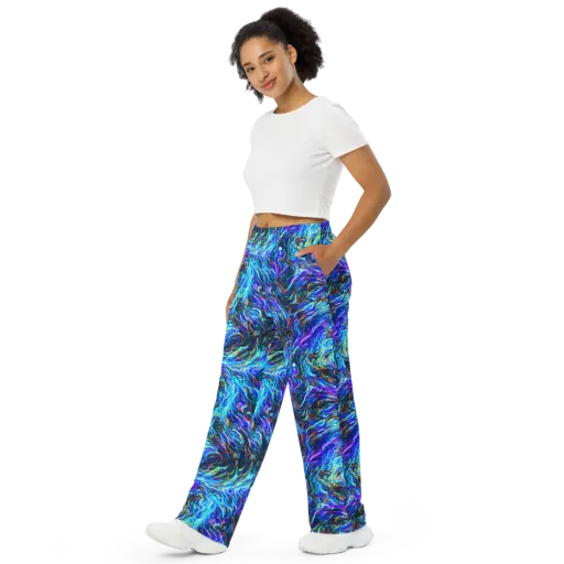Neon Oceanus on a Wide-Leg Pants