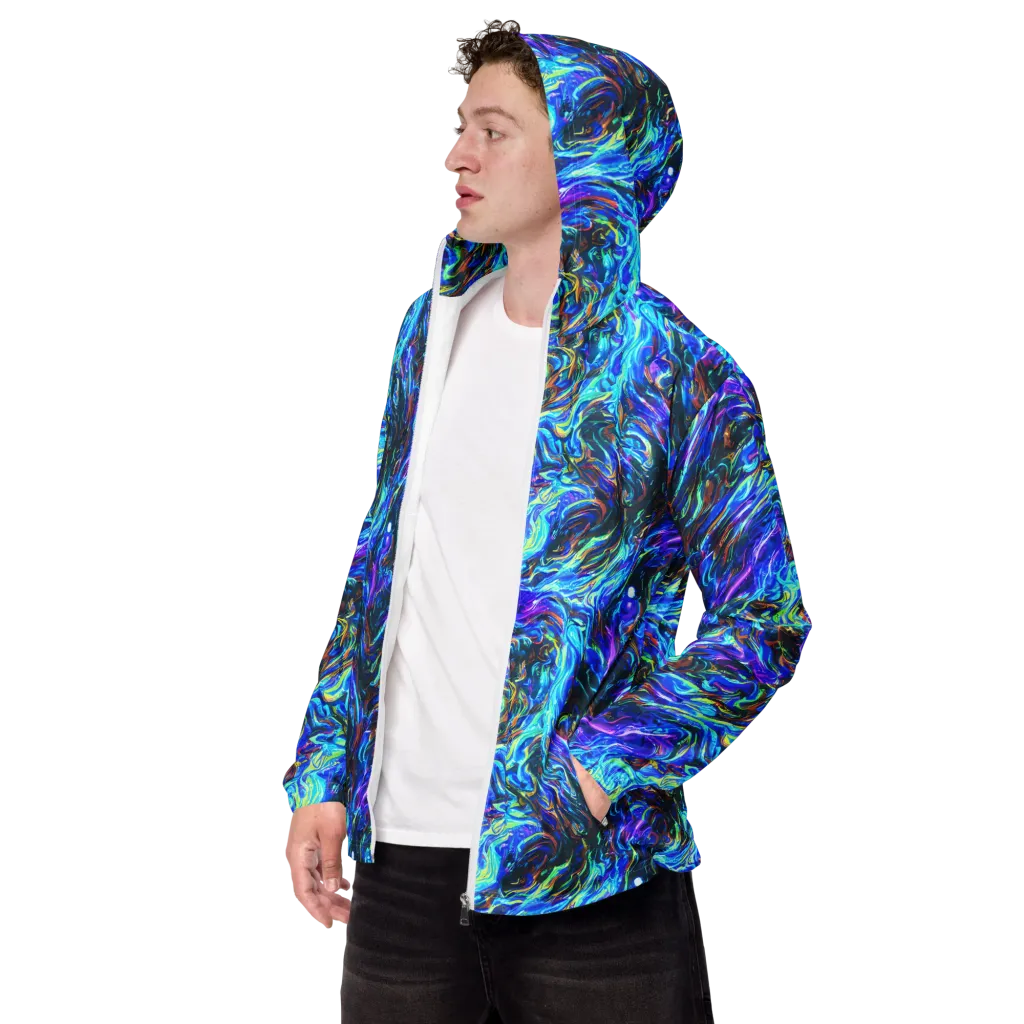 Neon Oceanus on Men's Windbreaker — Left Front