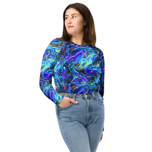 Neon Oceanus on a Long Sleeve Crop Top
