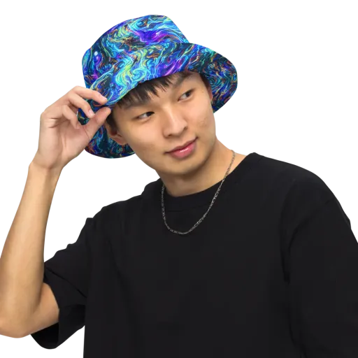 Neon Oceanus on a Reversible Bucket Hat