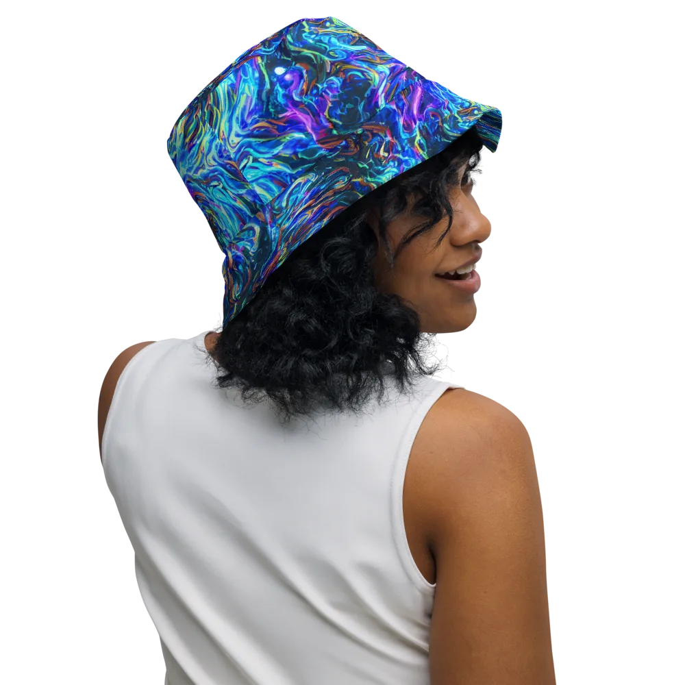 Neon Oceanus on Reversible Bucket Hat — Right Outside