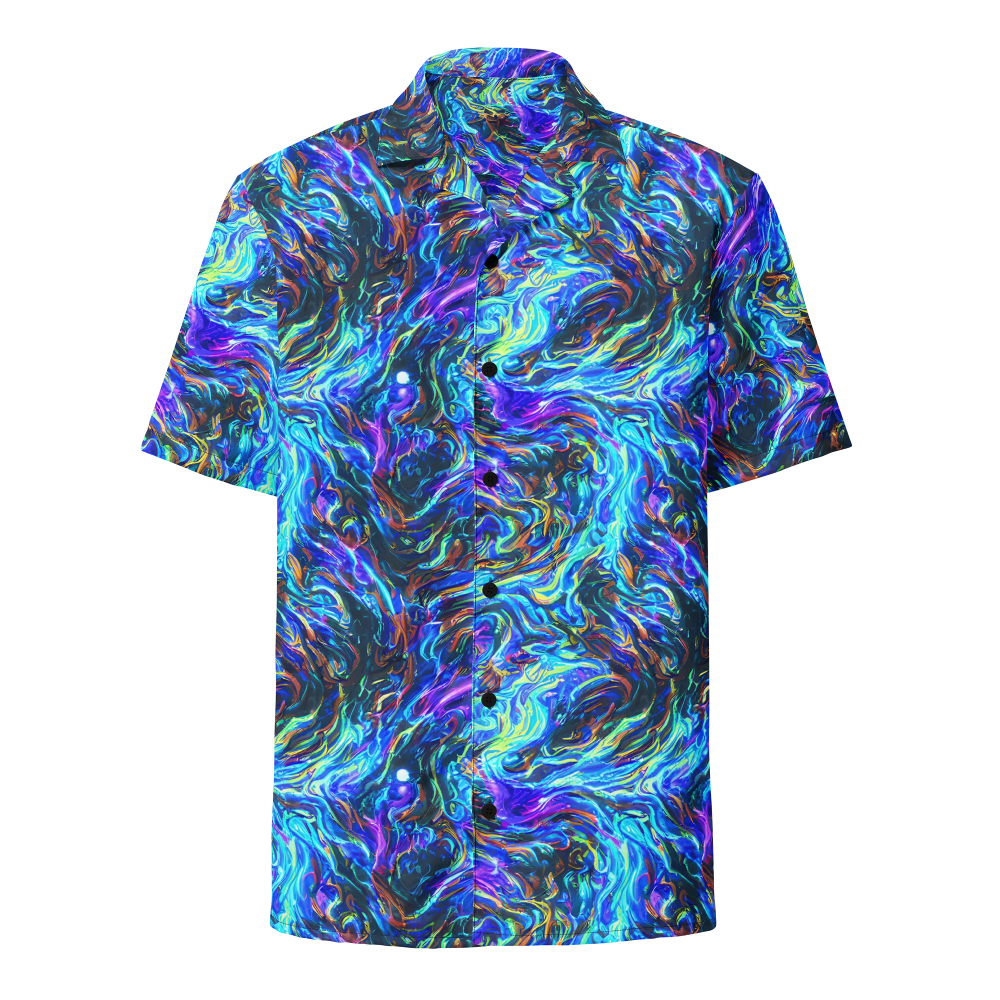 Neon Oceanus on Button Shirt — Front