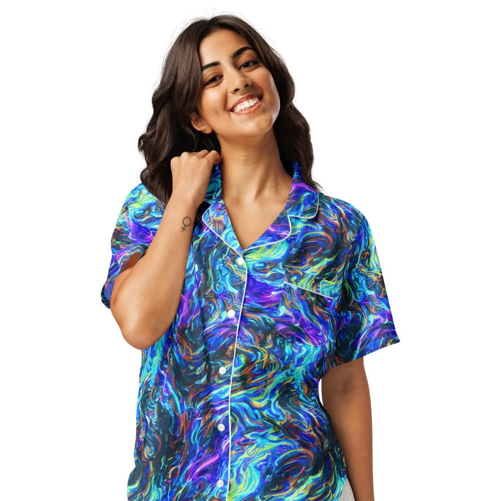 Neon Oceanus on Women's Short Sleeve Pajama Top — Front