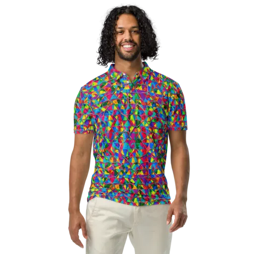 Chromatic Web on a Men's Slim Fit Polo Shirt