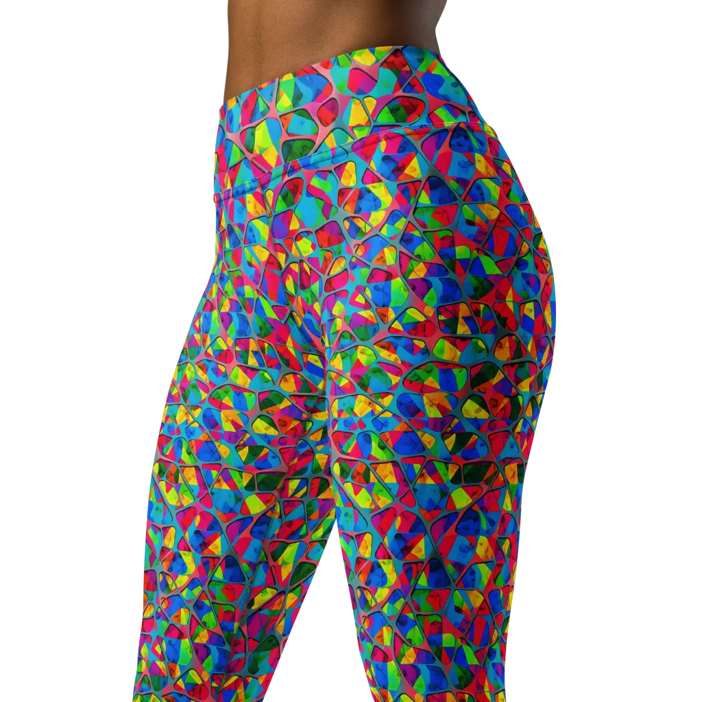Chromatic Web on Yoga Leggings — Left Front