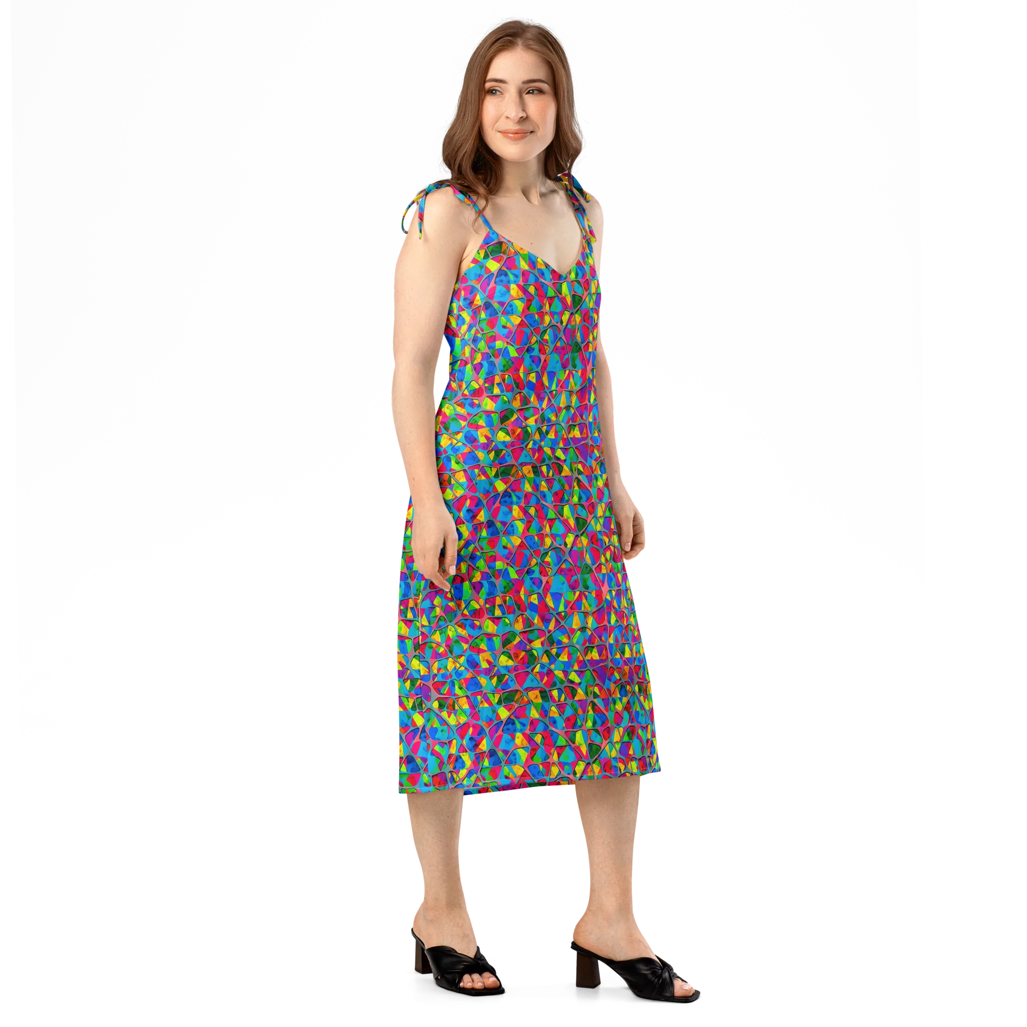 Chromatic Web on Slip Dress — Right Front
