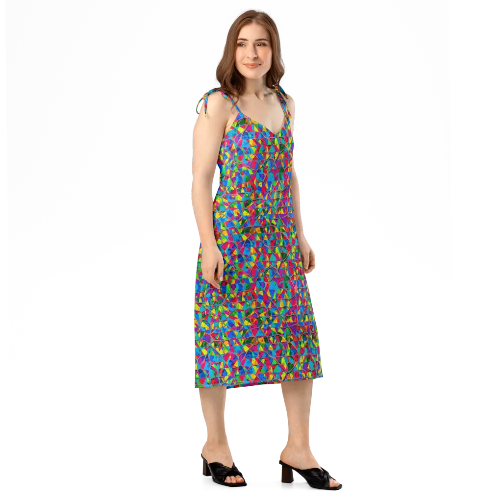 Chromatic Web on Slip Dress — Right Front