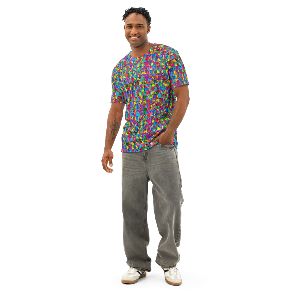 Chromatic Web on Men's Cotton Crew Neck T-Shirt — Front