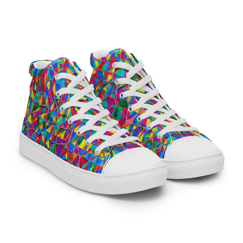 Chromatic Web on Men's High Top Canvas Shoes — Right Front