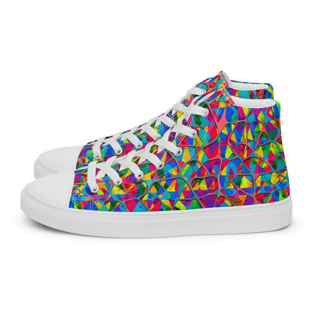 Chromatic Web on Men's High Top Canvas Shoes — Left