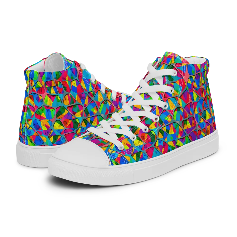 Chromatic Web on Men's High Top Canvas Shoes — Left