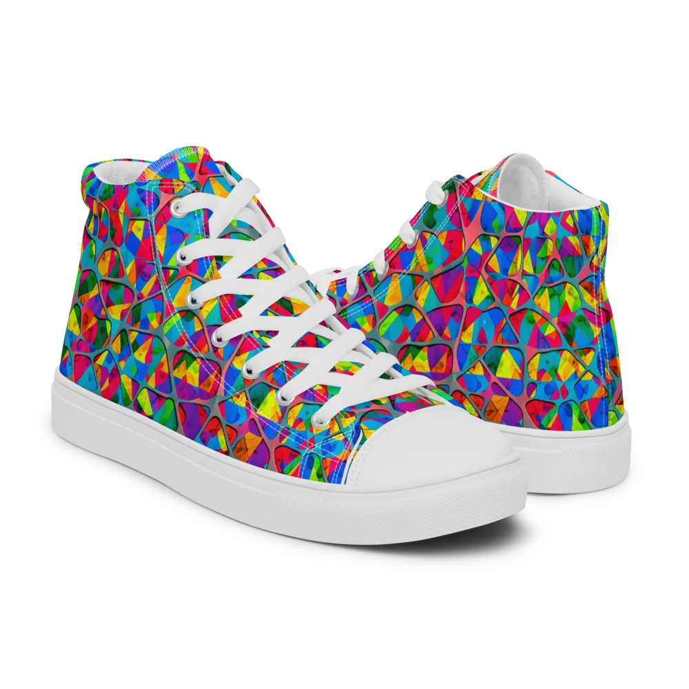 Chromatic Web on Men's High Top Canvas Shoes — Right