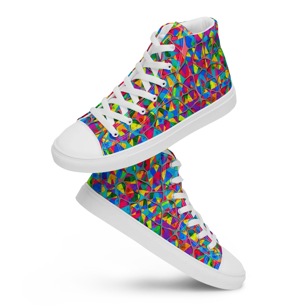 Chromatic Web on Men's High Top Canvas Shoes — Front