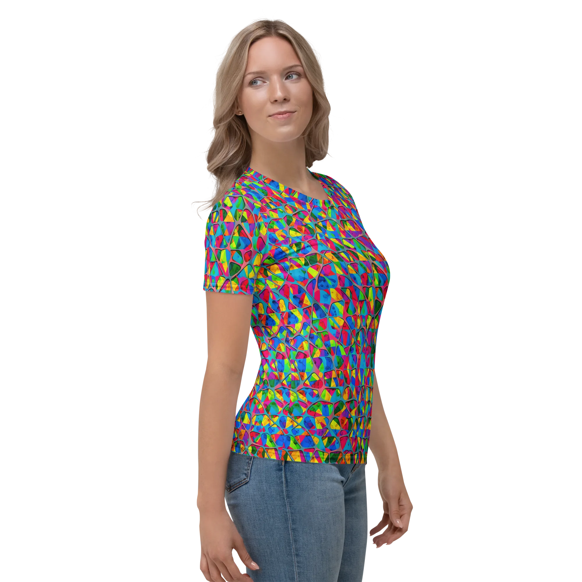 Chromatic Web on Women's Crew Neck T-Shirt — Right