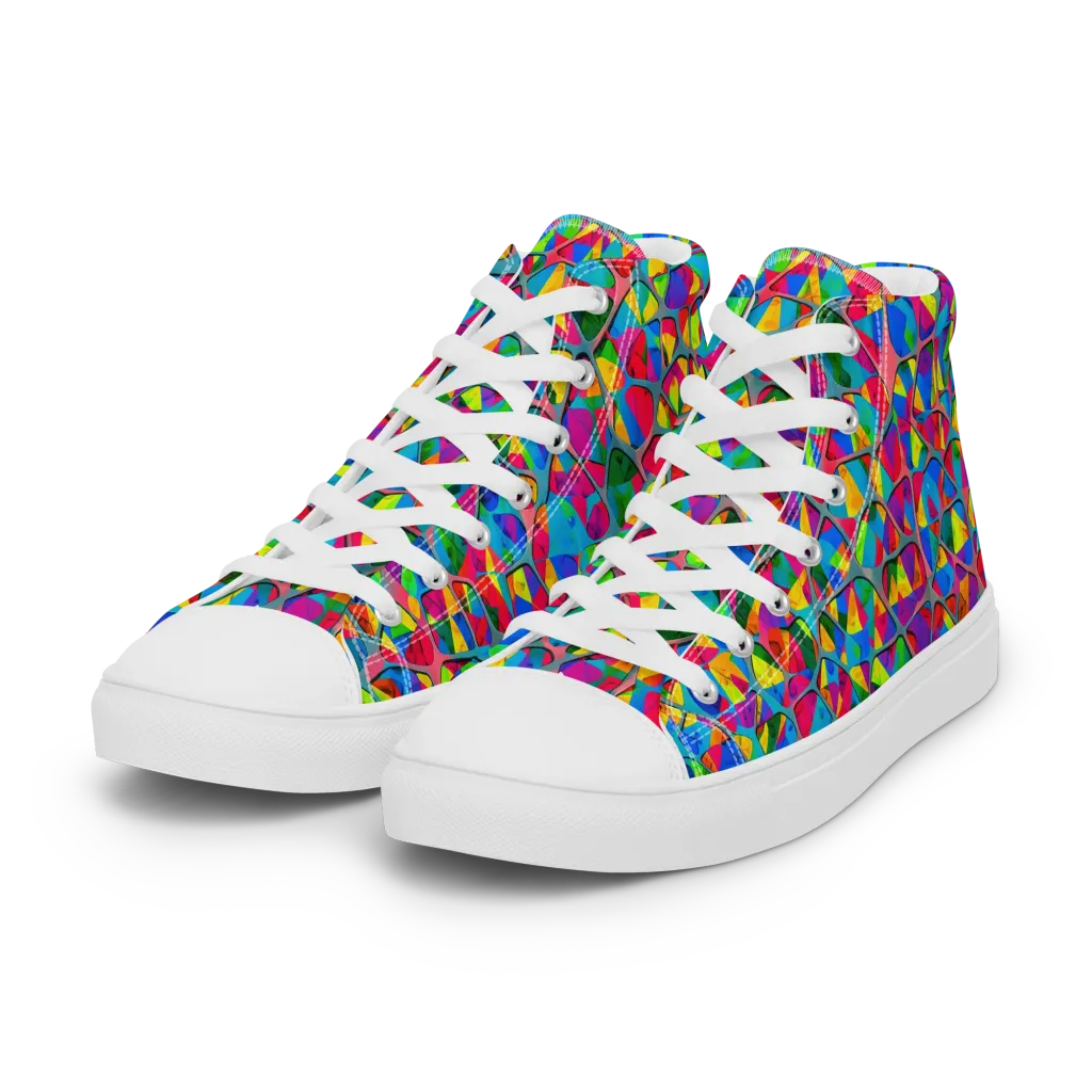 Chromatic Web on Women's High Top Canvas Shoes — Left Front