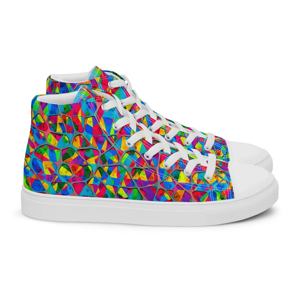 Chromatic Web on Women's High Top Canvas Shoes — Right