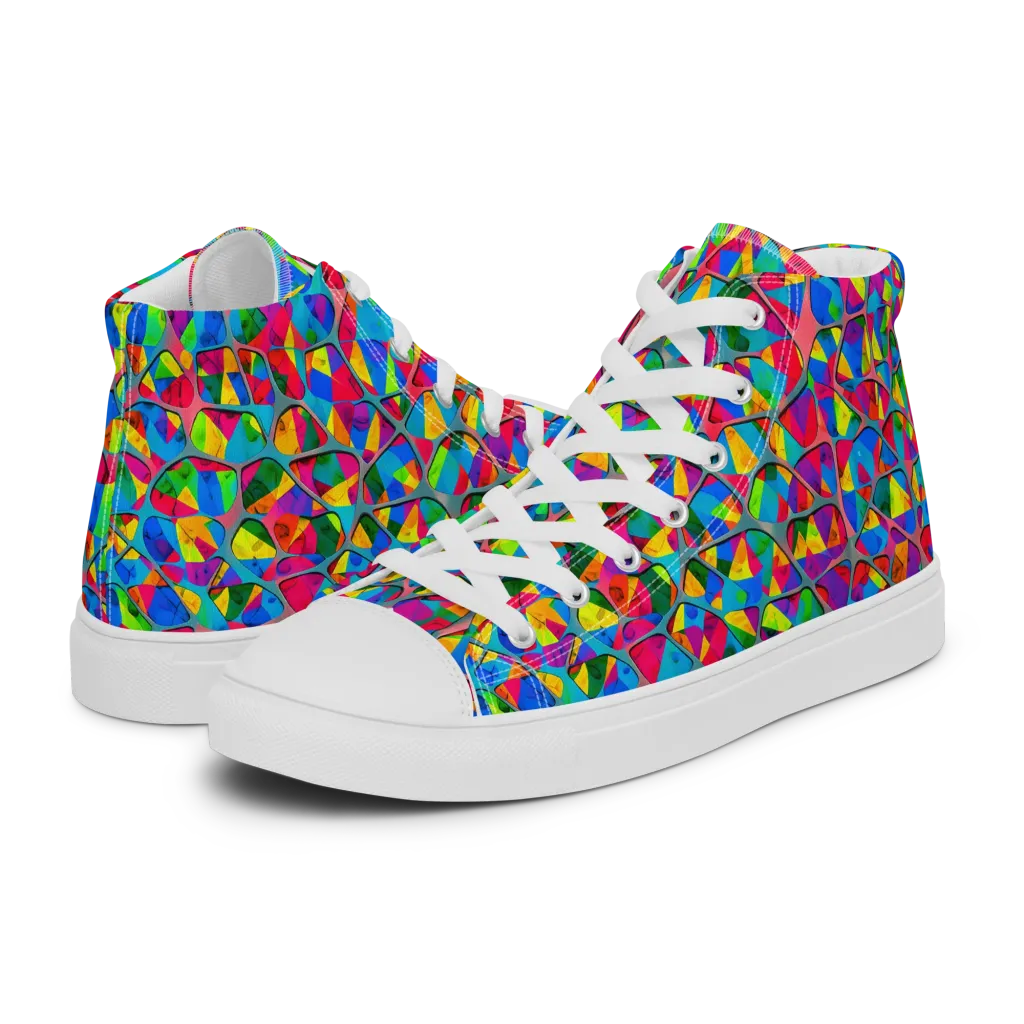 Chromatic Web on Women's High Top Canvas Shoes — Left