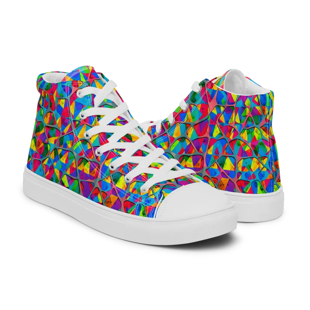 Chromatic Web on Women's High Top Canvas Shoes — Right