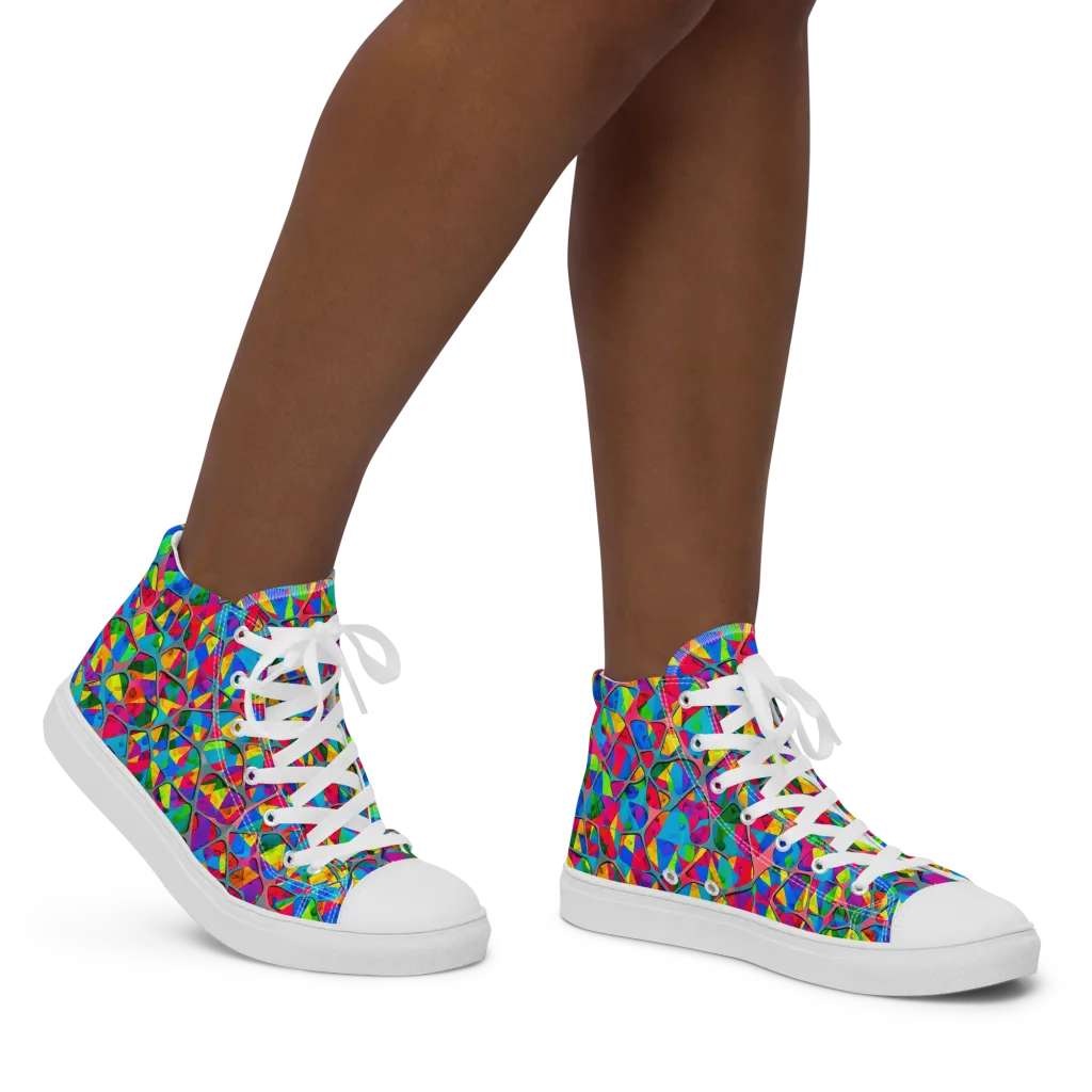 Chromatic Web on Women's High Top Canvas Shoes — Right