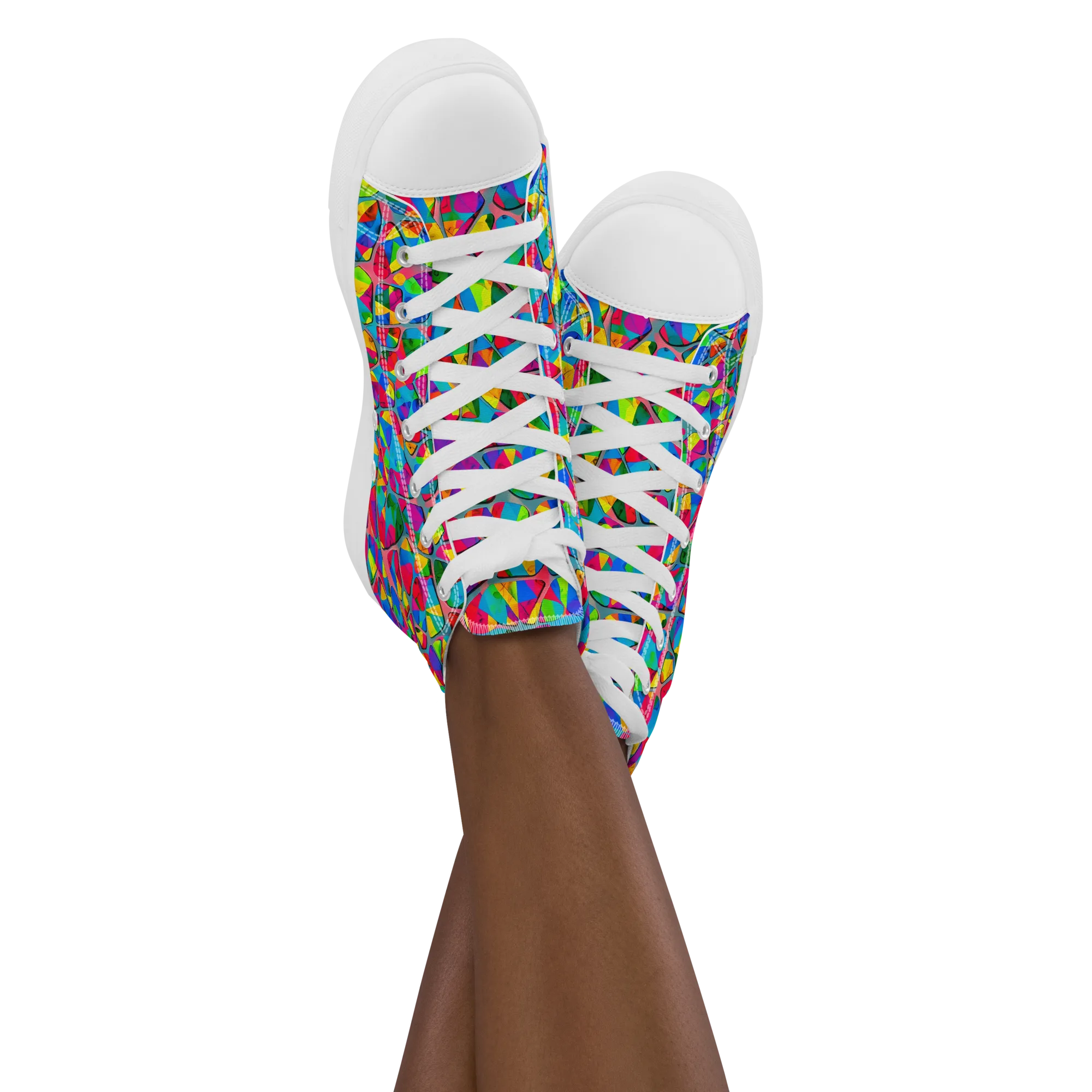 Chromatic Web on Women's High Top Canvas Shoes — Front