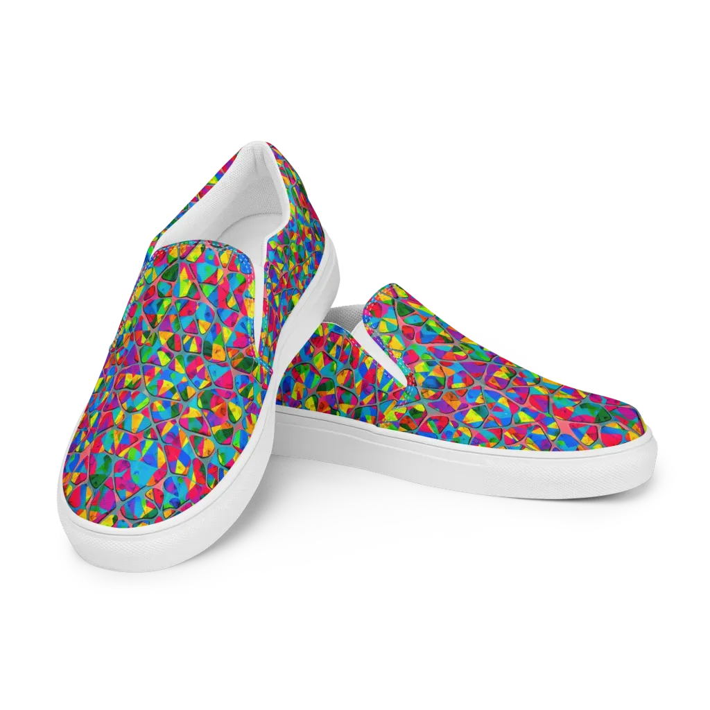 Chromatic Web on Men's Slip-On Canvas Shoes — Left Front