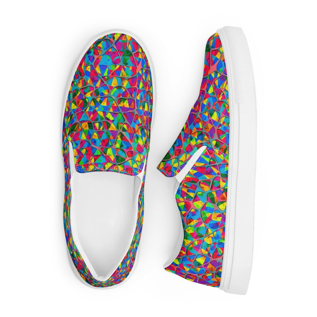 Chromatic Web on Men's Slip-On Canvas Shoes — Front