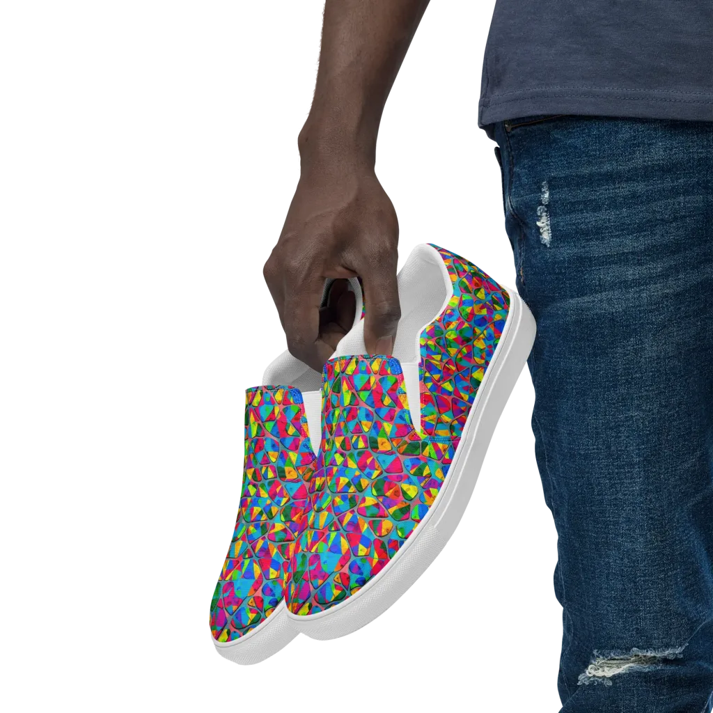 Chromatic Web on Men's Slip-On Canvas Shoes — Left Front