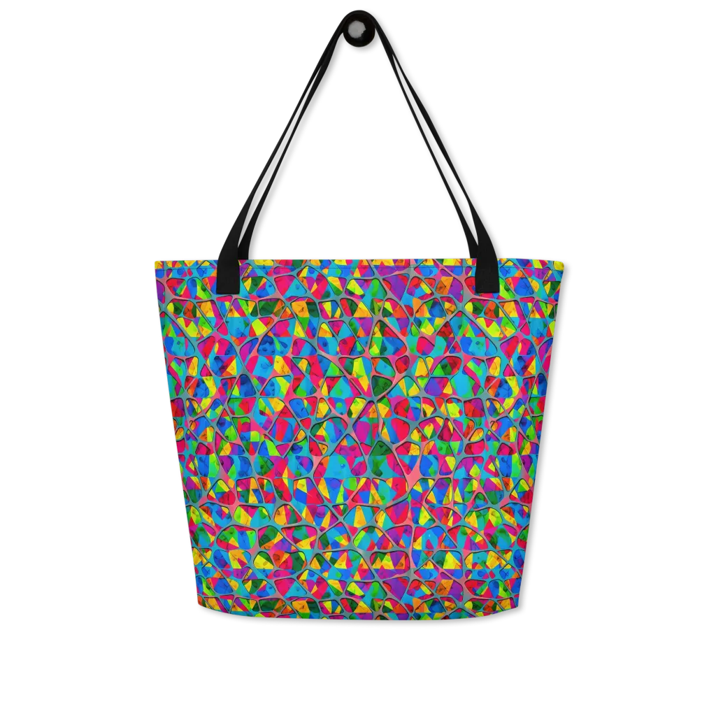 Chromatic Web on Large Tote Bag W/ Pocket — Front