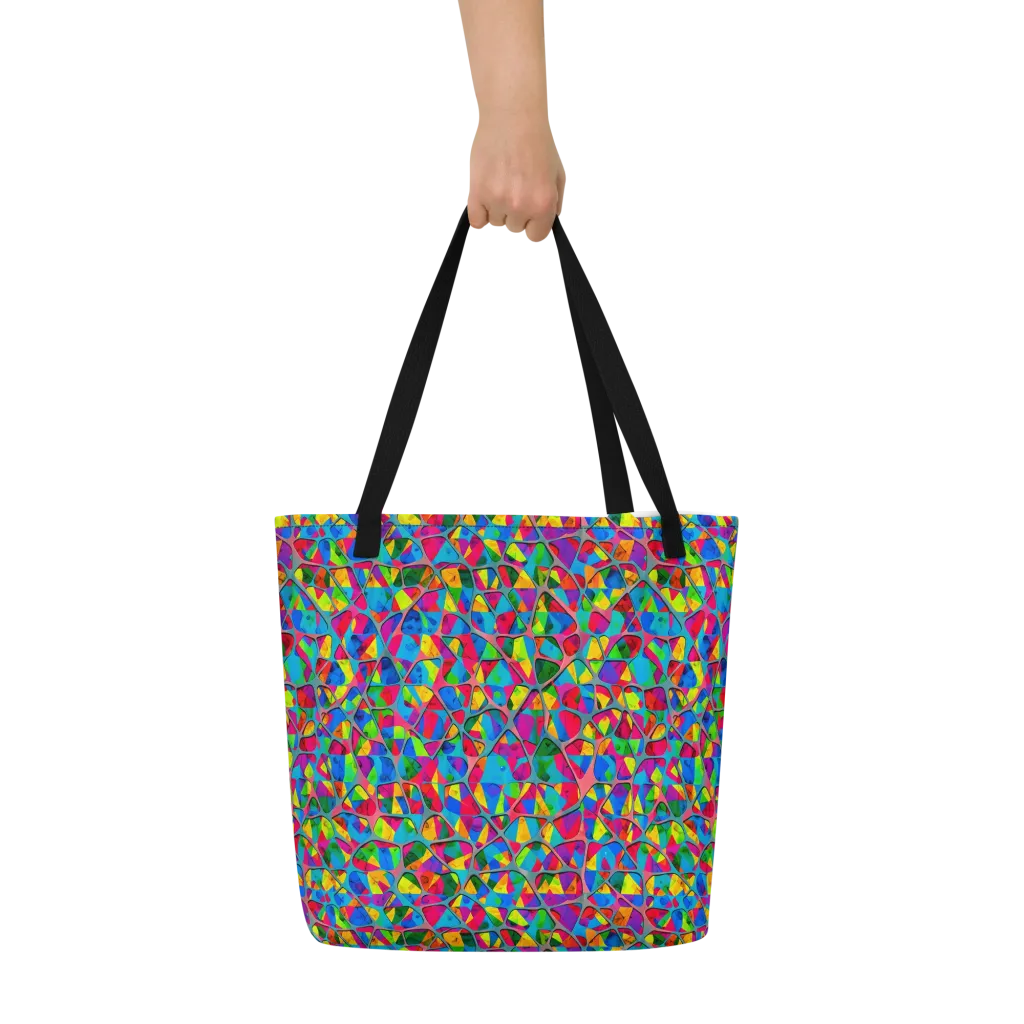 Chromatic Web on Large Tote Bag W/ Pocket — Front