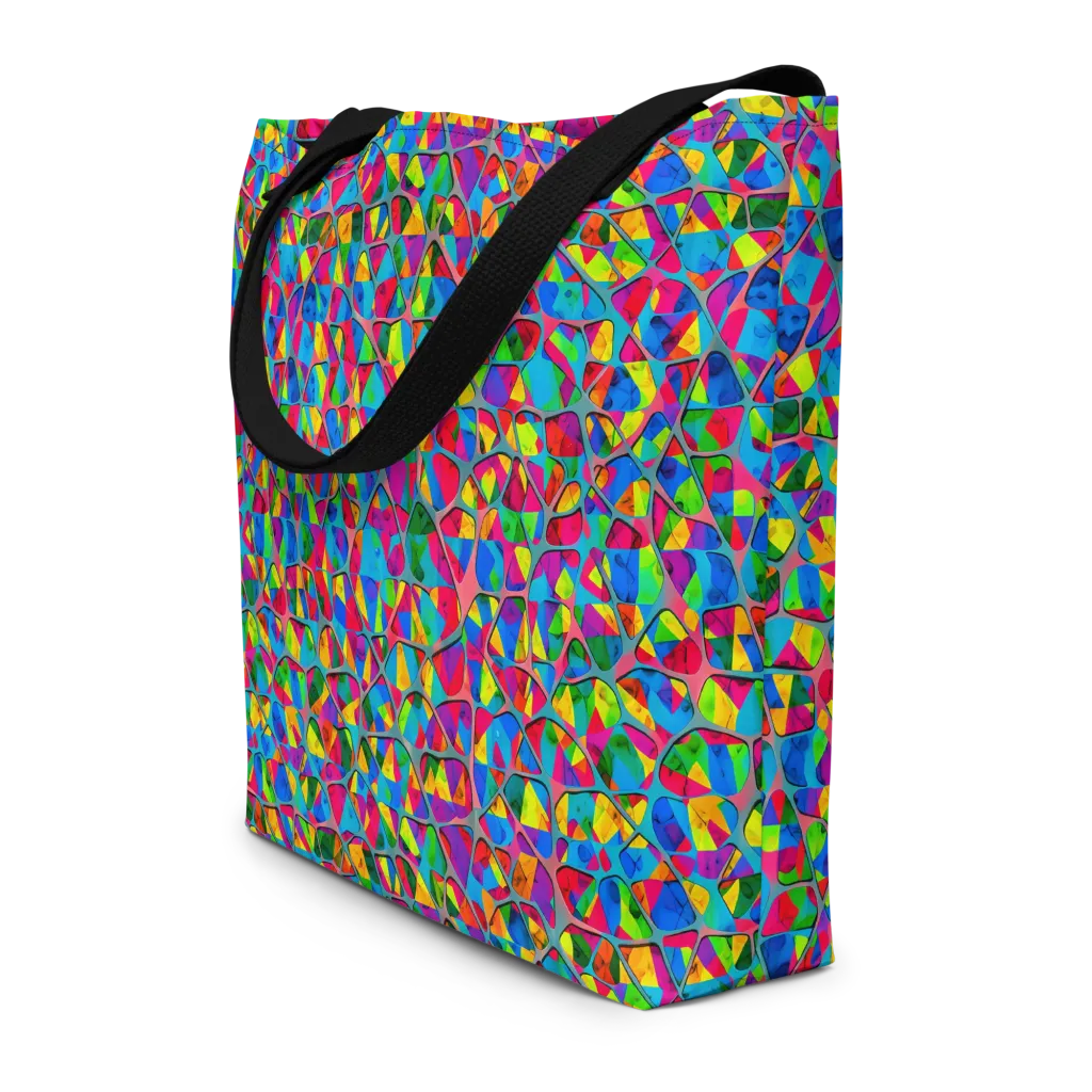 Chromatic Web on Large Tote Bag W/ Pocket — Front