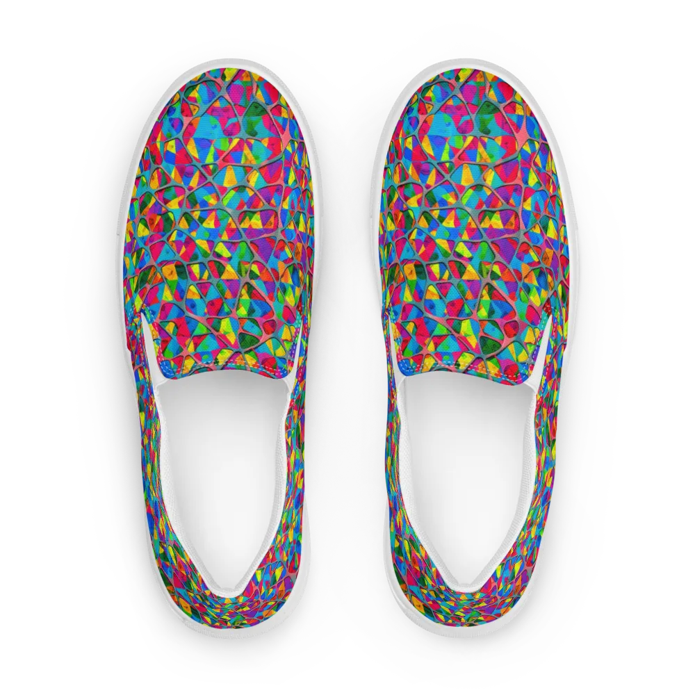 Chromatic Web on Women's Slip-On Canvas Shoes — Front