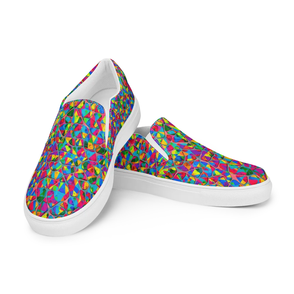 Chromatic Web on Women's Slip-On Canvas Shoes — Left Front