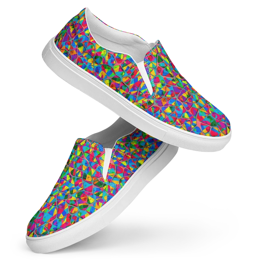 Chromatic Web on Women's Slip-On Canvas Shoes — Front