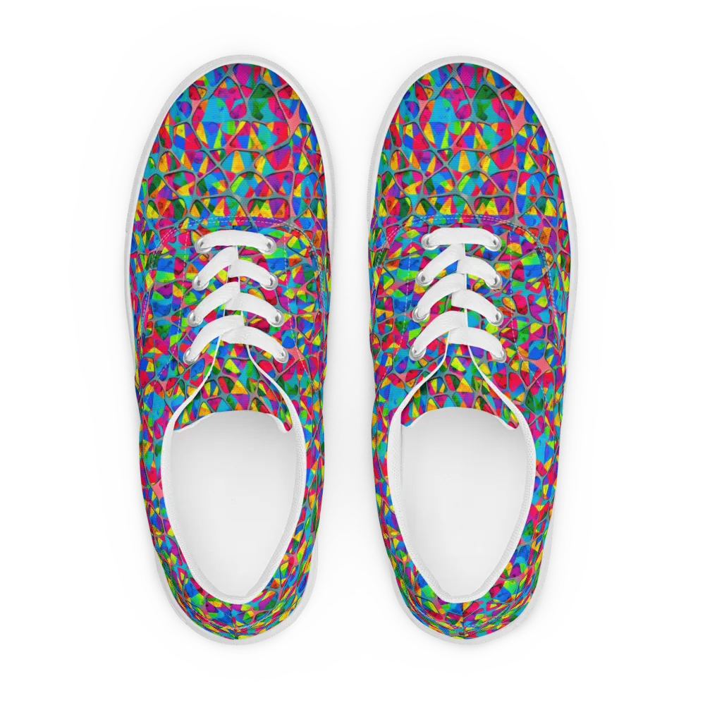 Chromatic Web on Men's Lace-Up Canvas Shoes — Front