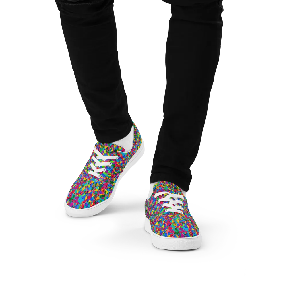 Chromatic Web on Men's Lace-Up Canvas Shoes — Front