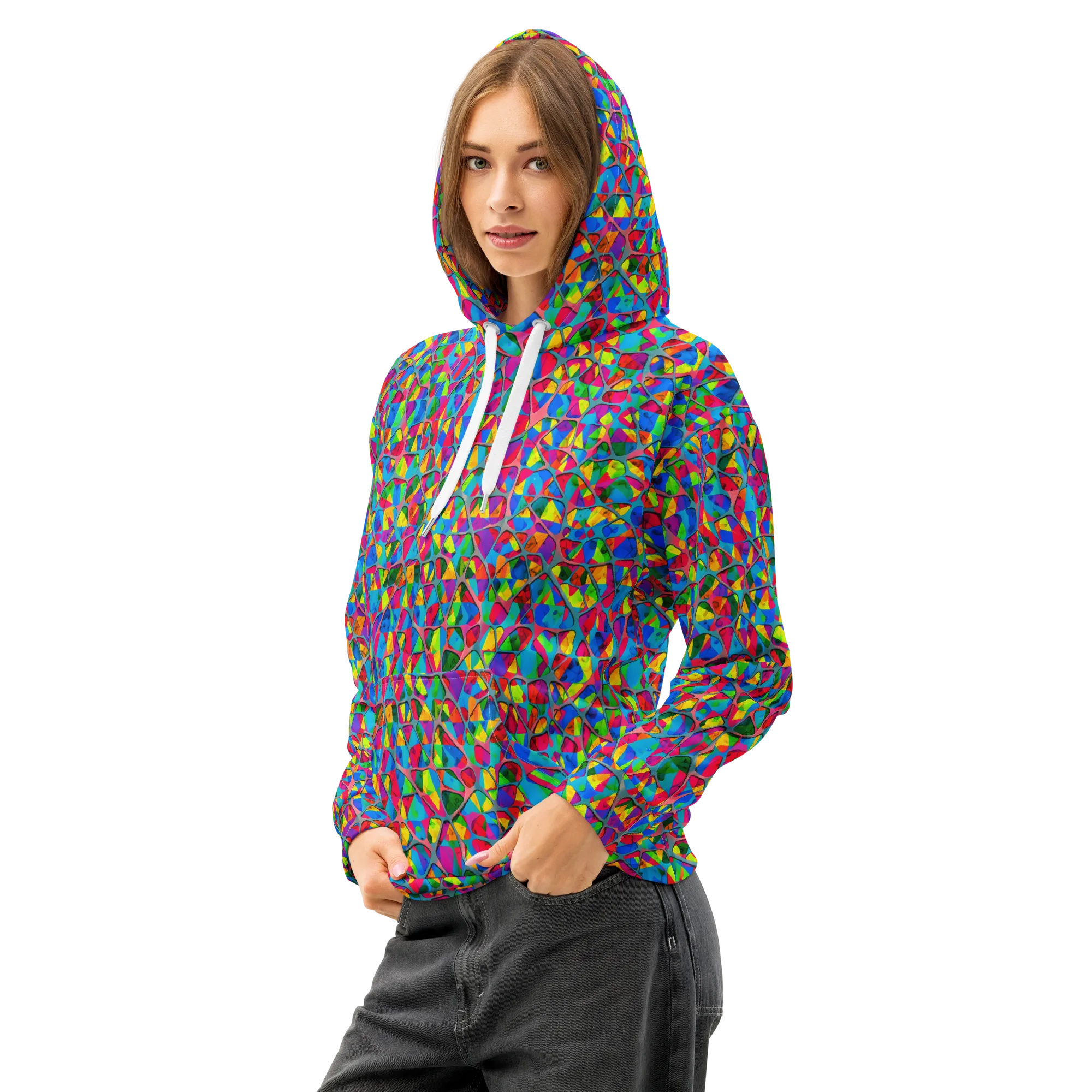 Chromatic Web on Cotton Hoodie — Left Front