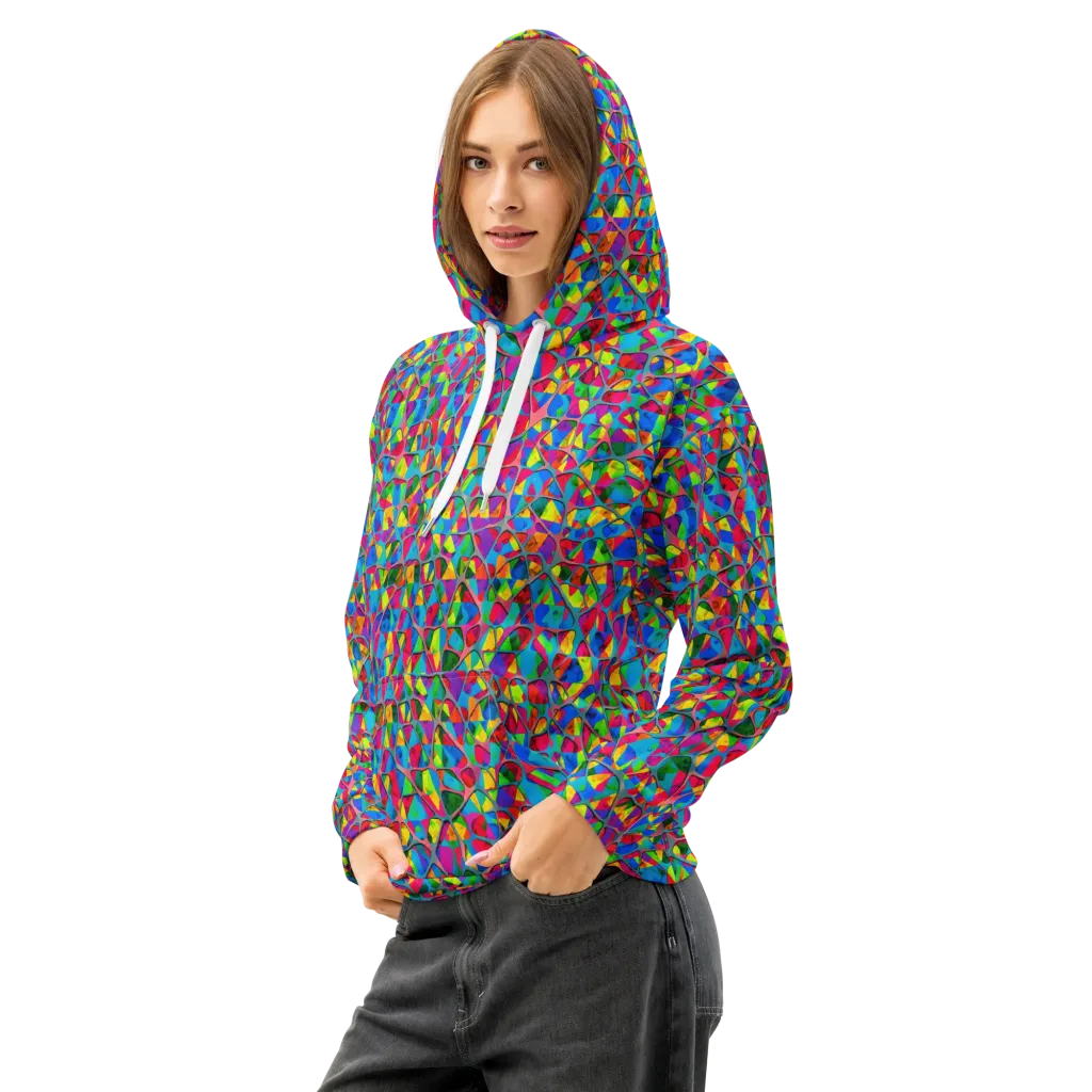 Chromatic Web on Cotton Hoodie — Left Front