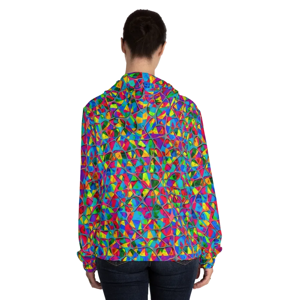 Chromatic Web on Women's Full-Zip Hoodie — Back On Person