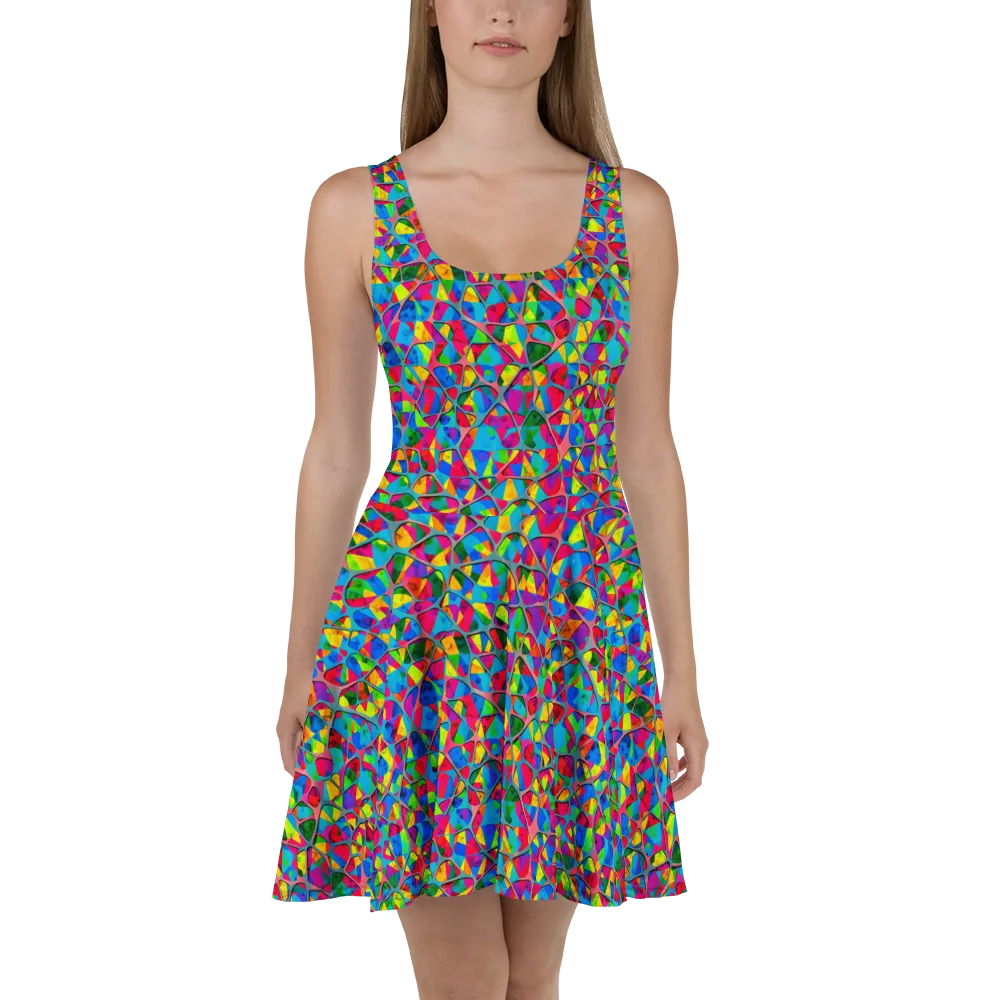 Chromatic Web on Skater Dress — Front