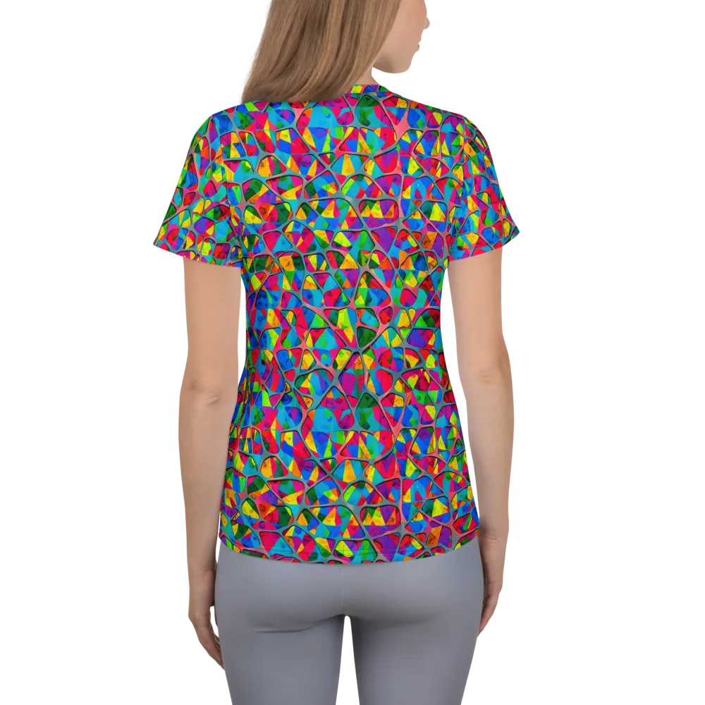 Chromatic Web on Women's Athletic T-Shirt — Back