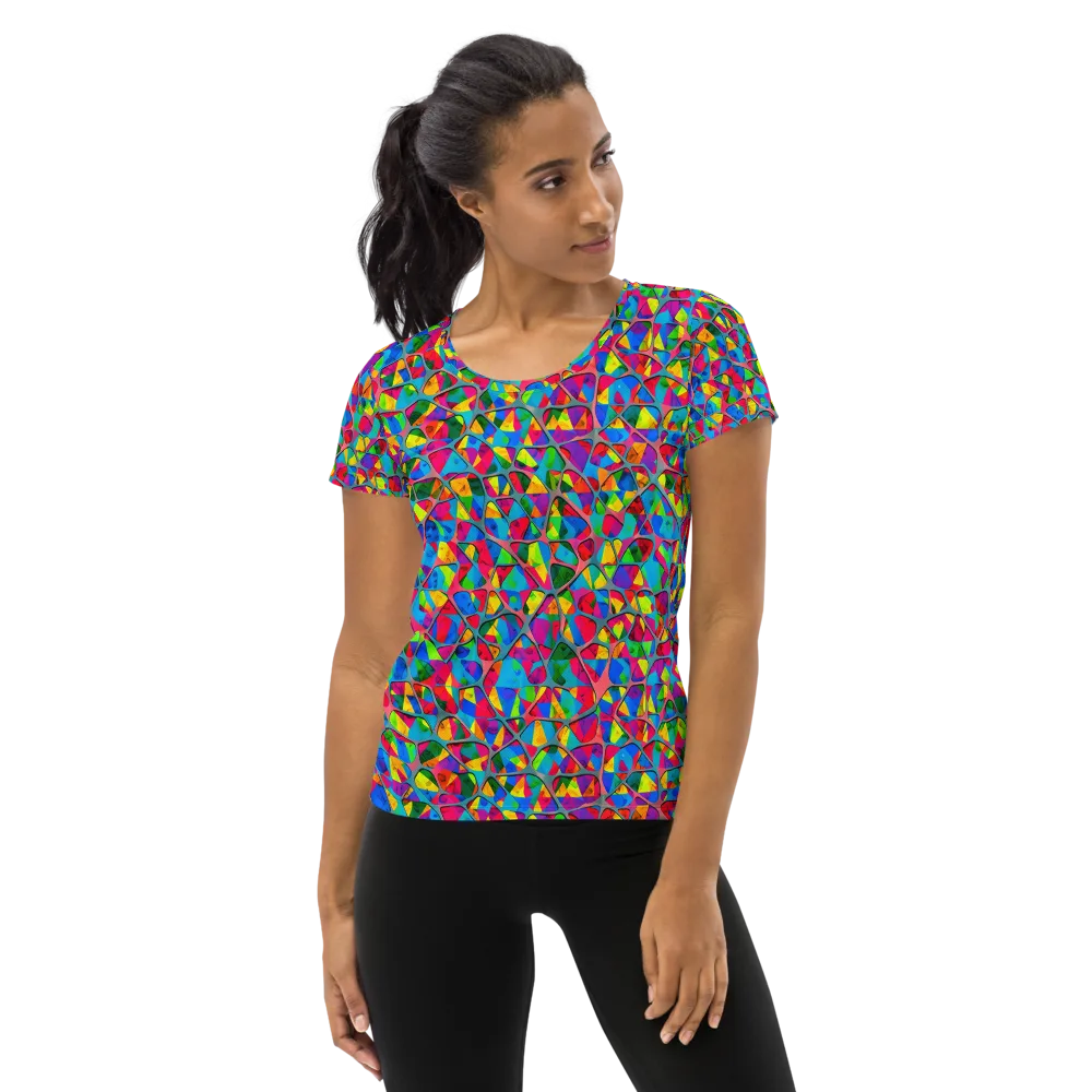Chromatic Web on Women's Athletic T-Shirt — Front