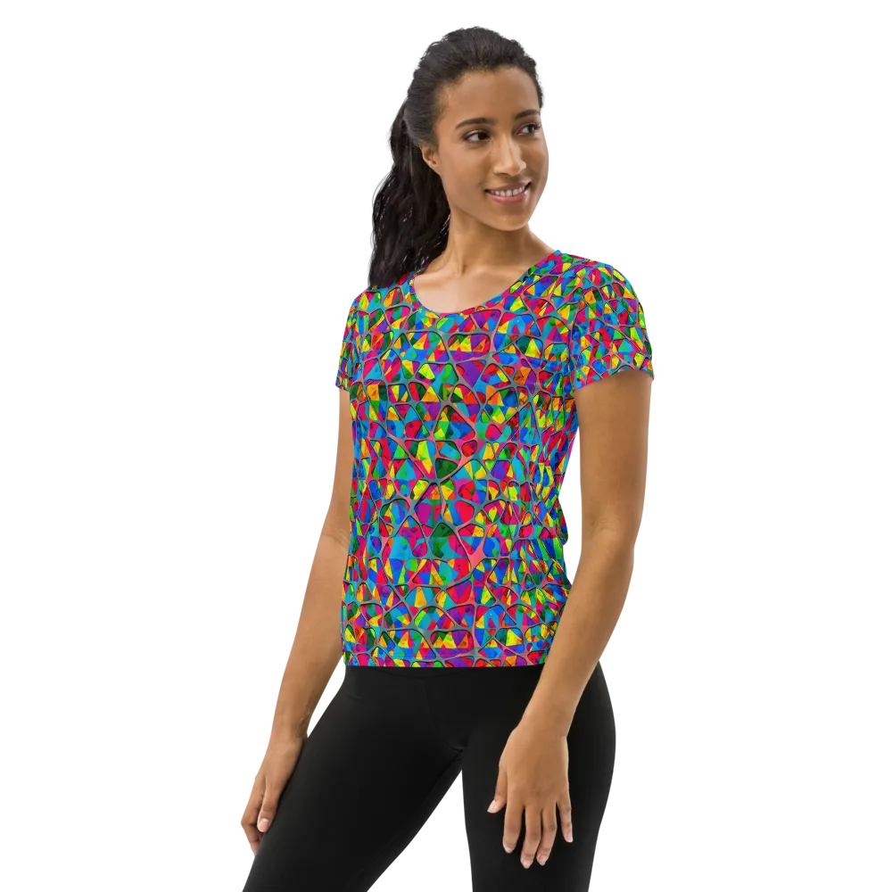 Chromatic Web on Women's Athletic T-Shirt — Left
