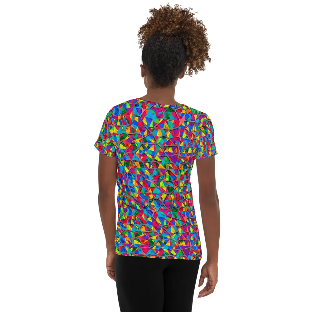 Chromatic Web on Women's Athletic T-Shirt — Back