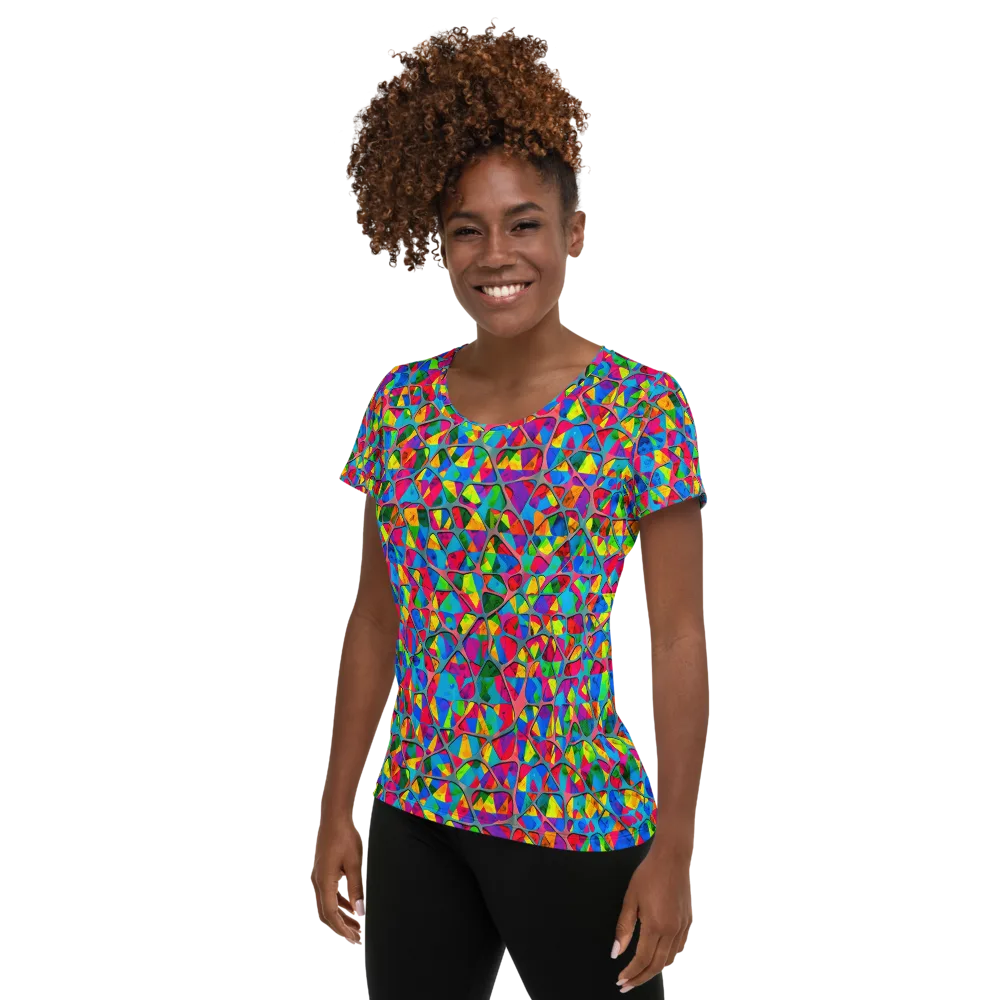 Chromatic Web on Women's Athletic T-Shirt — Left